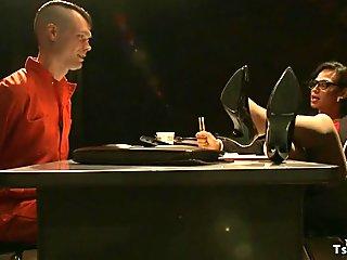 Big cock shemale lawyer fucks client