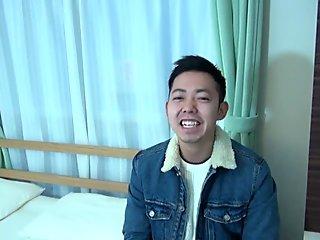 Japanese Dude Stroking His Dick