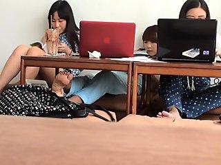 Candid Bare Feet of 2 Japanese Girls and Another Asian Girl