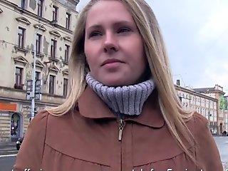 Euro girlnextdoor sucks cock for cash