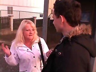Blonde granny pleases a stranger