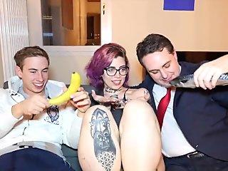 ALISON GUGLIELMETTI PUT A BANANA IN HER PUSSY IN FRONT OF MAX FELICITAS AND ANDR