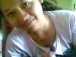indonesian babe gives bj till hubby cums