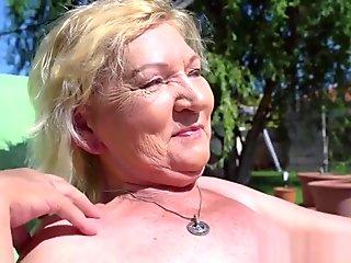 European grandma facialized and pounded