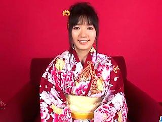 Dazzling casting along kimono girl Chiharu